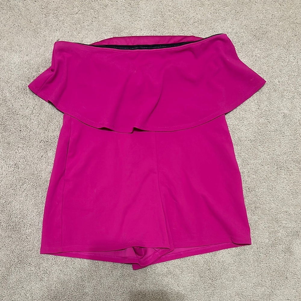 Pink High-Waisted Skorts with Ruffled Overlay